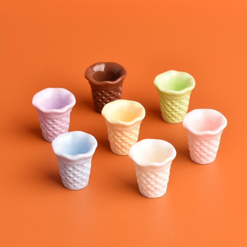 10Pcs Kawaii Simulation Mini Waffle Crispy Cone Ice Cream Base Diy For Keychain Earrings Scrapbook Dollhouse Accessories