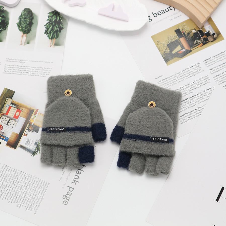 Zimní bezprsté rukavice s odklápěcím vrškem v korejském stylu - Unisex, kreslený design, kompatibilní s dotykovou obrazovkou, ideální pro psaní a ťukání