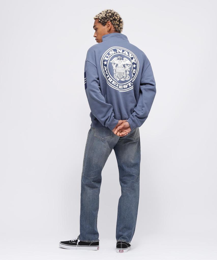 HALF ZIP FATIGUE [AVIREX] WEB-EX SWEAT, Men's, 2XL, 391, Sax, 783-4232009