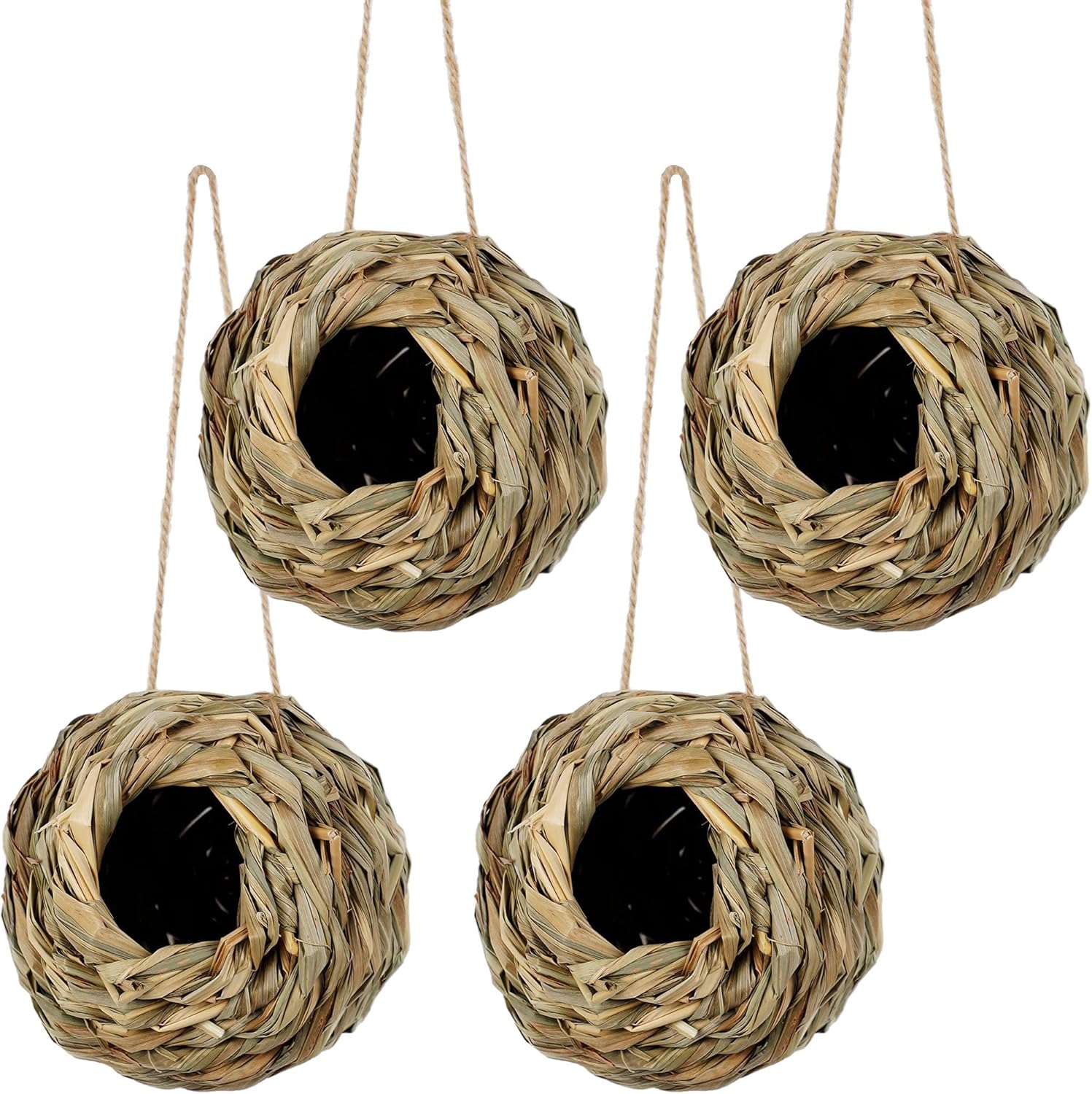

Hanging Bird Nest House for Outside, Ball Shape, Hand Woven, Durable Sturdy, Made of Natural Grass, Perfect for Garden Patio Lawn Office Indoor Style 1