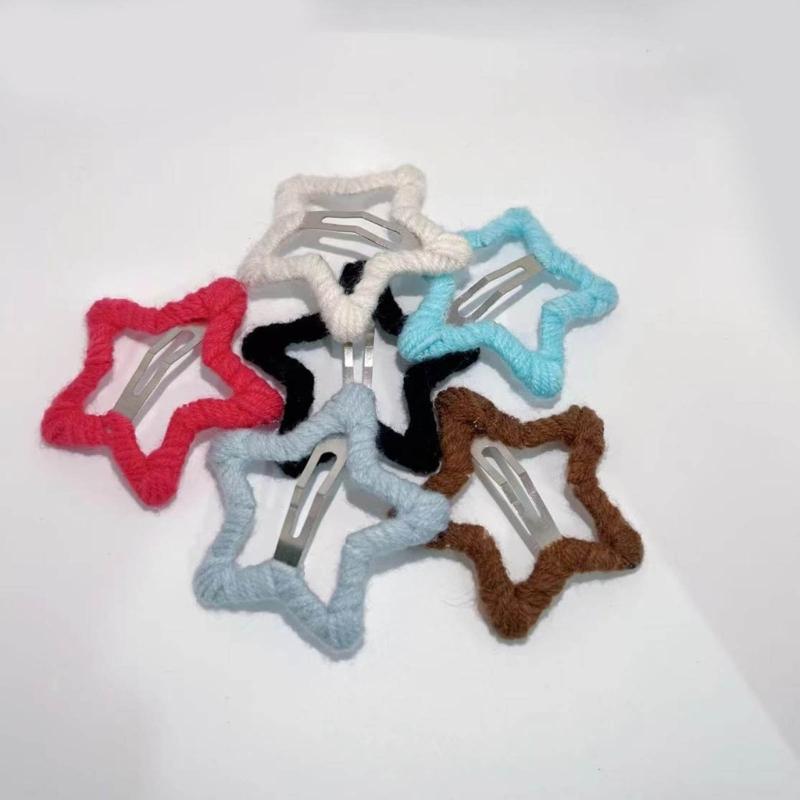 Hollow Star Hairpins Hair Clip Star Hairpins Hair Clips Hairpin Hair Barrette Headwear Hair Pin Wool Material for Girls