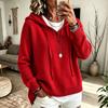 Women's Loose Fit Hooded Pullover Top with Buttons Color Long Sleeve Casual Everyday Wear