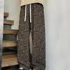 Autumn Winter Printed Casual Pants Men's Loose Straight Pants Niche Wide Leg Trousers