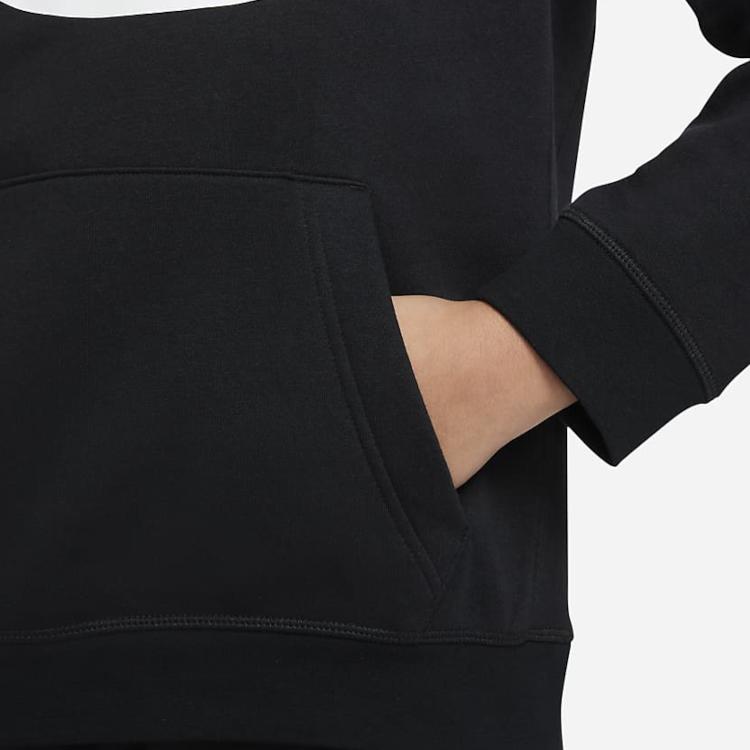 Nike Logo Print Hooded Pullover Long Sleeve Sweatshirt Kids sweatshirt Black DM8097-010