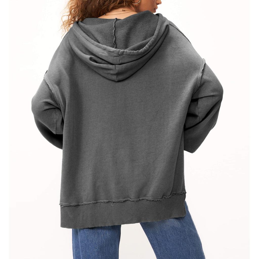 Women's Fashionable Solid Color Long Sleeved Sweatshirts Top