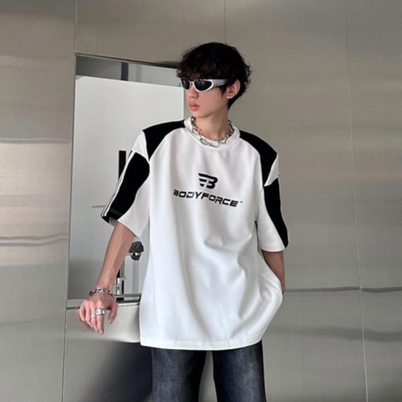 

Весна и лето, новая мужская футболка свободного покроя с коротким рукавом и цветным принтом 2XL белый