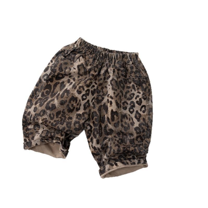 Kids Leopard Print Cotton Casual Loose Long Pants Unisex Boys Girls Fashion Trousers