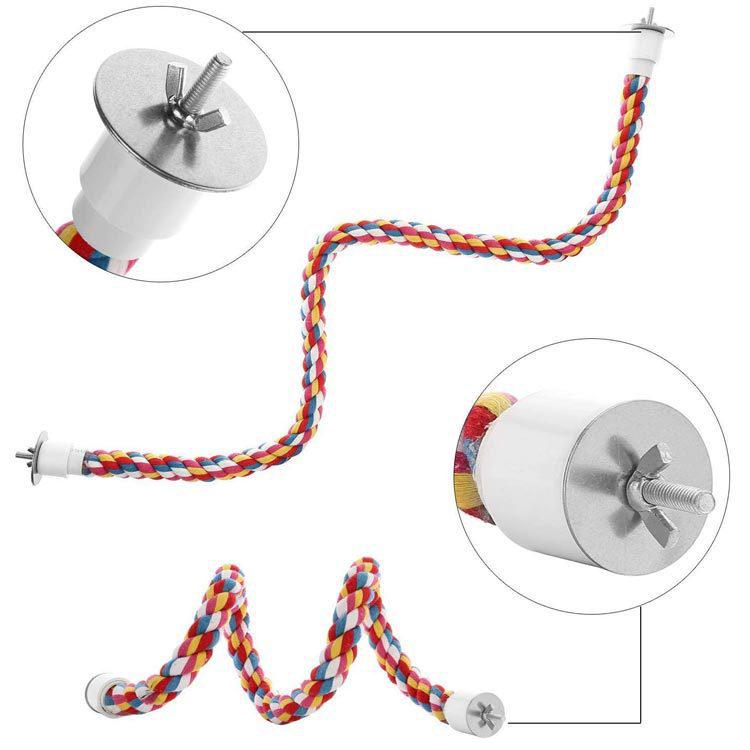 Parrot Chew Toy with Cotton Rope, Climbing Ladder, and Rotating Features
