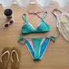 Women High Waisted Monokini Bikini Set Halter Neck Push Up Sexy Two Piece Swimsuit Bohemian Macrame Detail