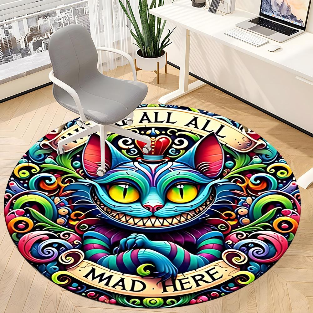 1pc Cat Mad Office Round Area Rug, Mat Suitable For Office, Under Office Chairs Bedroom Living Room Home Decor, Room Deco