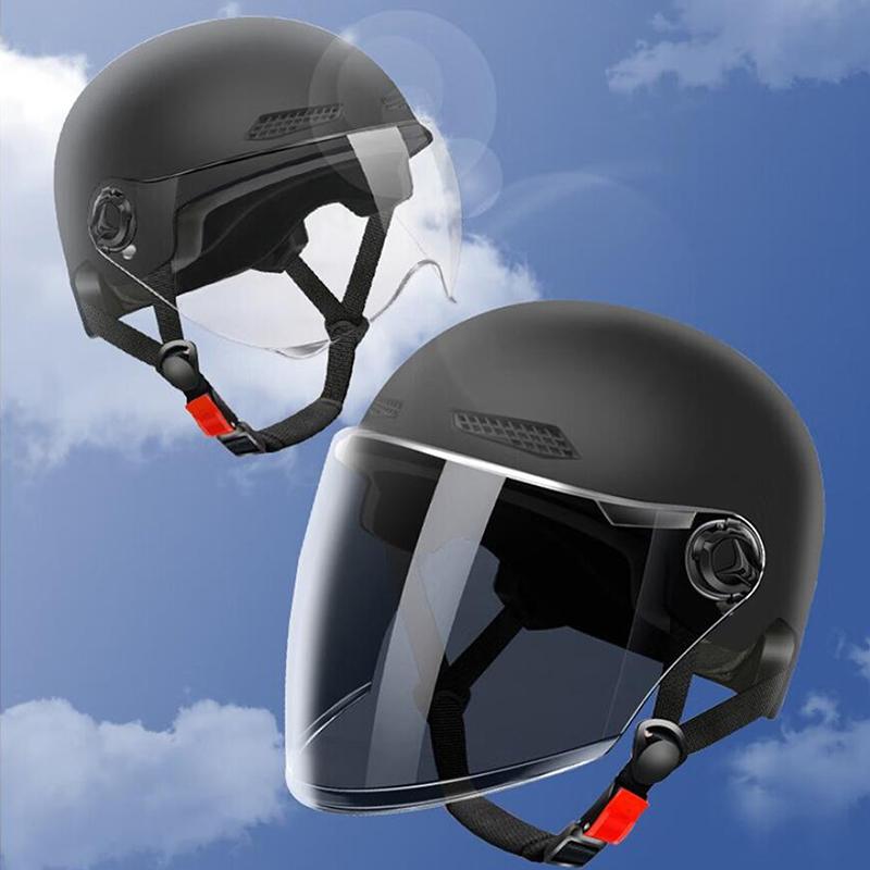 1 Piece 3C Certified Men'S And Women'S Adult Cartoon Electric Bicycle Motorcycle Half Helmet With Goggles Bicycle Safety Helmet