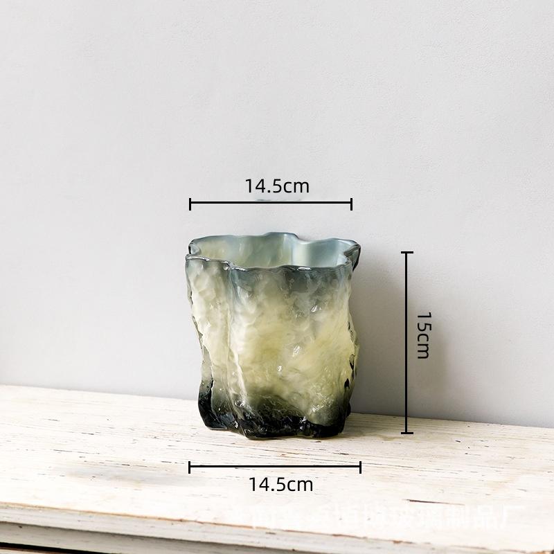 Glass Vase Gradient Hydroponics Terrarium Fold Pattern Flower Vase Floral Arrangement Accessories Home Decoration