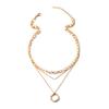Alloy Necklace Thick Chain Exaggerated Neck Chain Electroplated Circle Pendant Fashionable Hip Hop Personality Women's Necklace