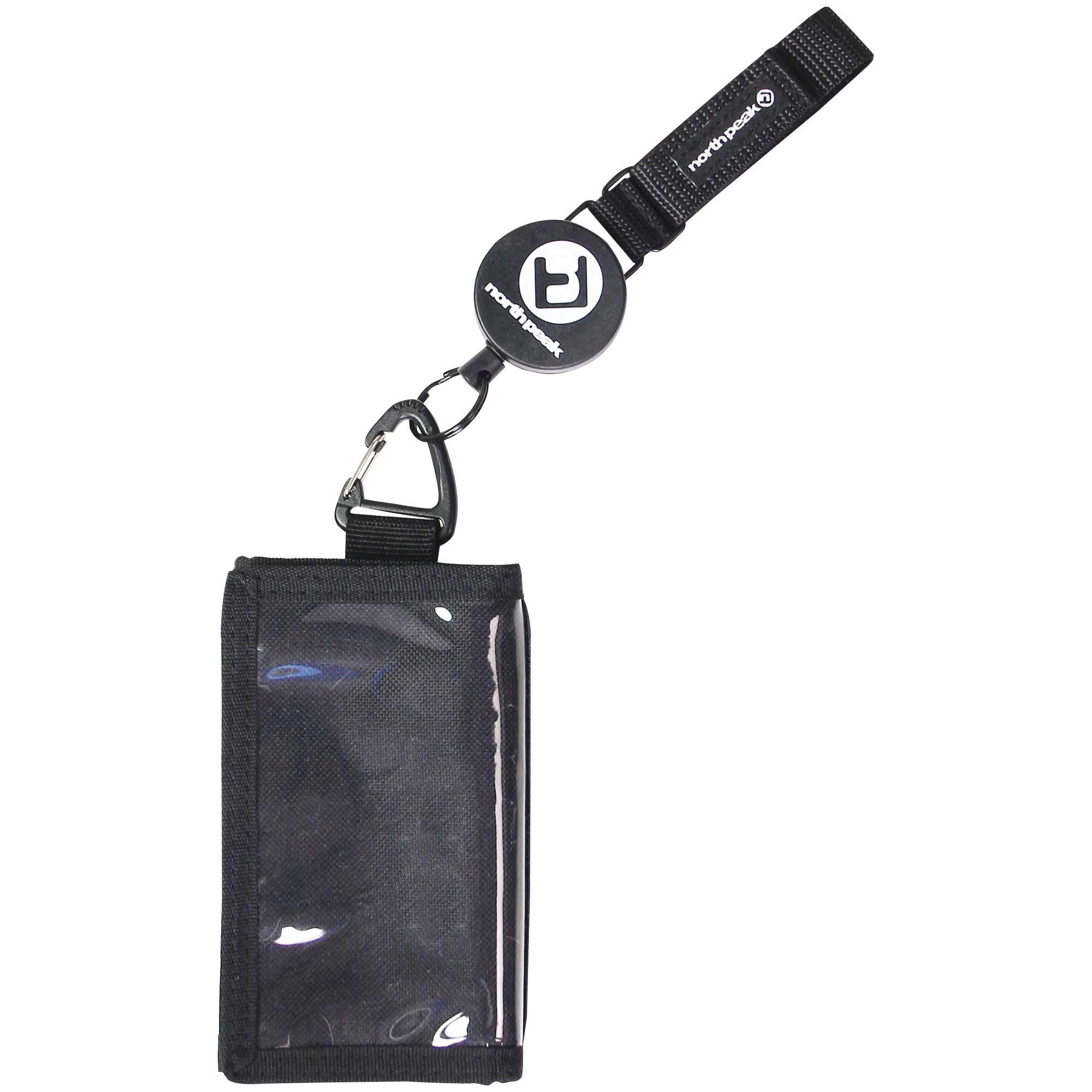 

North Peak Pass Case, Ticket Case, Lift Ticket Holder [Wallet Style with Carabiner and Auto Reel] NP-5402 BK