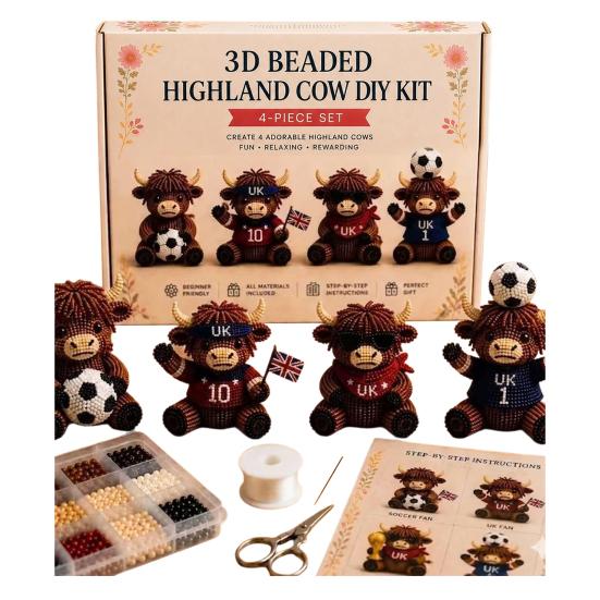 3D Beaded Highland Cow Kit for Adults Tiny D