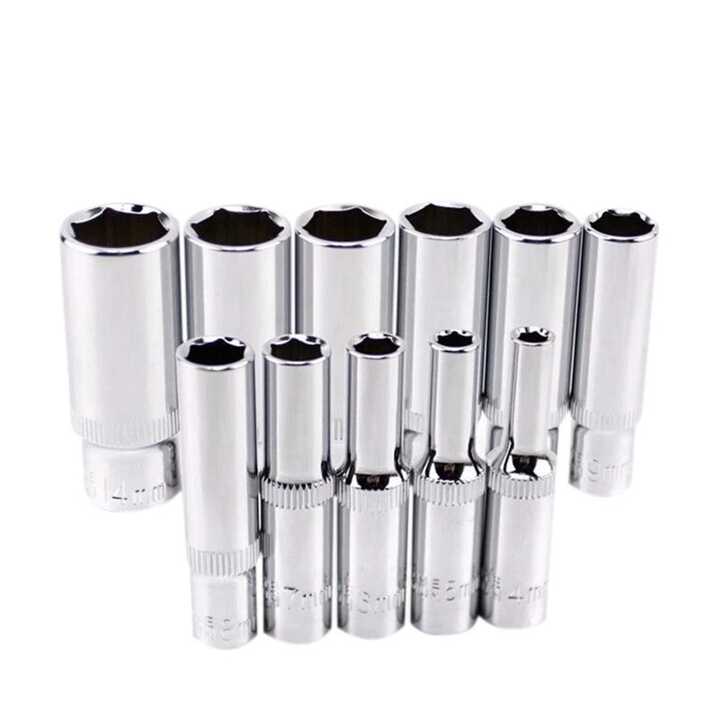 13pcs Short/11pcs Deep Hi-Spec 1/4 Socket Set Adapter Short Long Sockets 4-14mm Deep Socket Tool Heads Torque Spanner Ratchet Socket Wrench