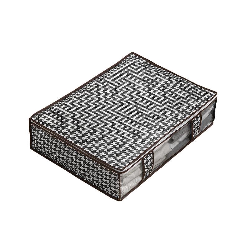 Houndstooth Under-Bed Storage Bag: Dustproof, Large Capacity, Visible Fabric for Clothes & Quilts