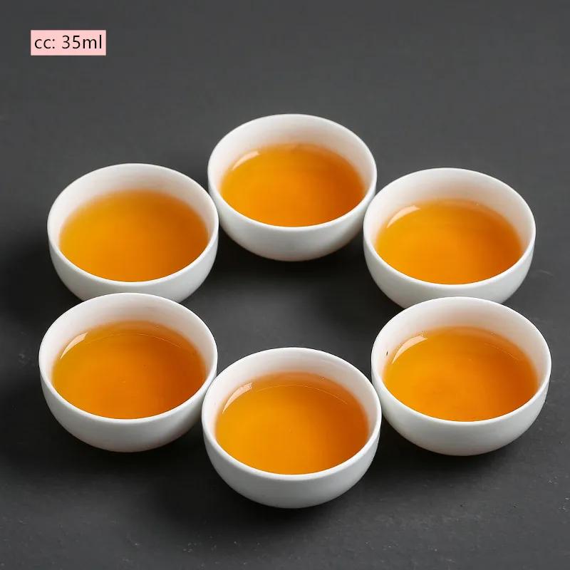 

6pcs Chinese Ceramic Tea Cup Set Handmade White Porcelain Tea Bowl Portable Meditation Teacup Tradition Tea Set Master Cups Six-piece Set