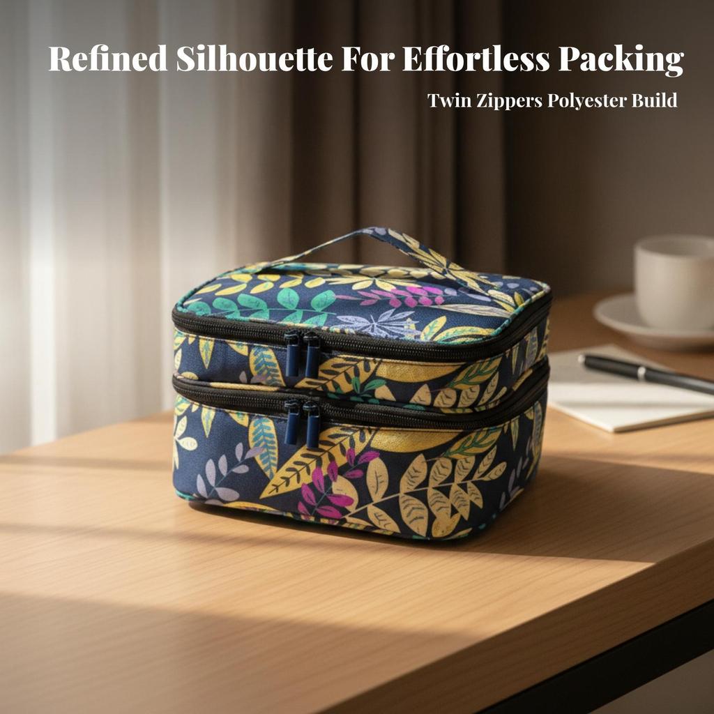 Cosmetic Bag with Carry Handle | Portable, Lightweight, Multi-Compartment Nail