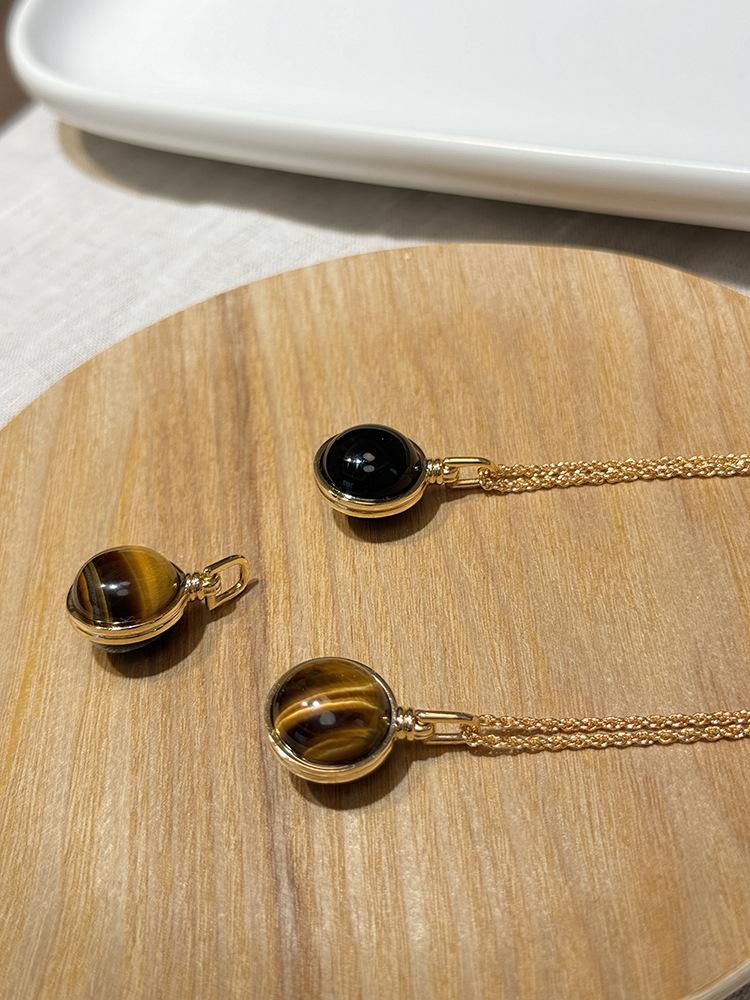 Ожерелье из натурального камня Maillard осенне-зимнее с бусинами карамельного цвета универсальная цепочка для свитера легкая роскошь цепочка на шею