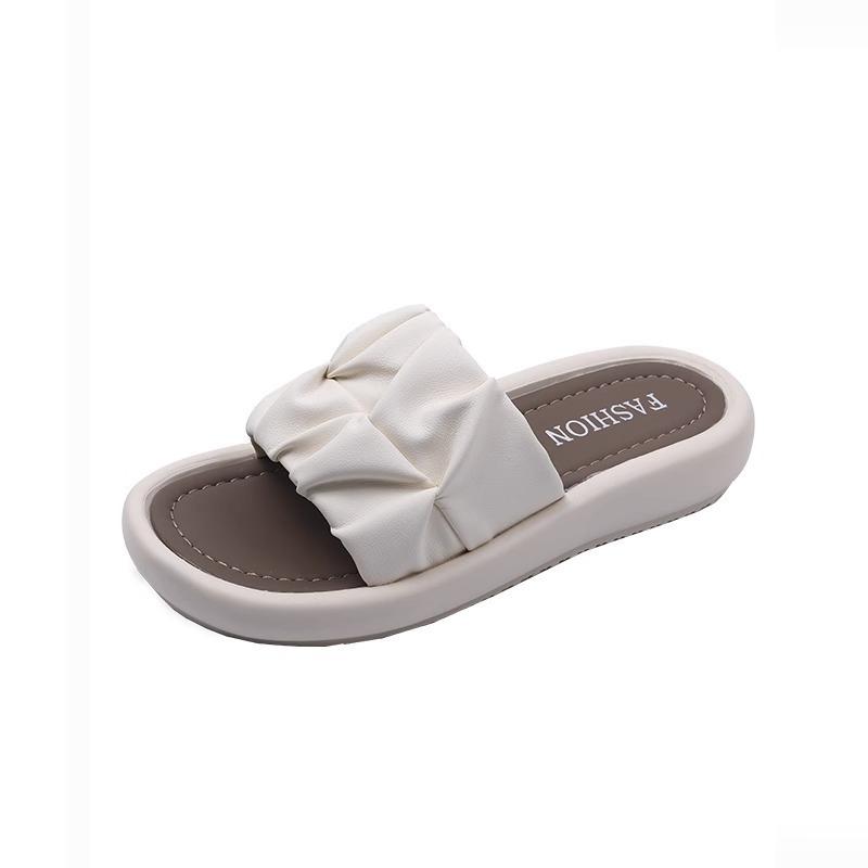 Premium thick-bottomed one-word slippers for women's summer outer wear fashionable new flat-bottomed non-slip casual cool slippers