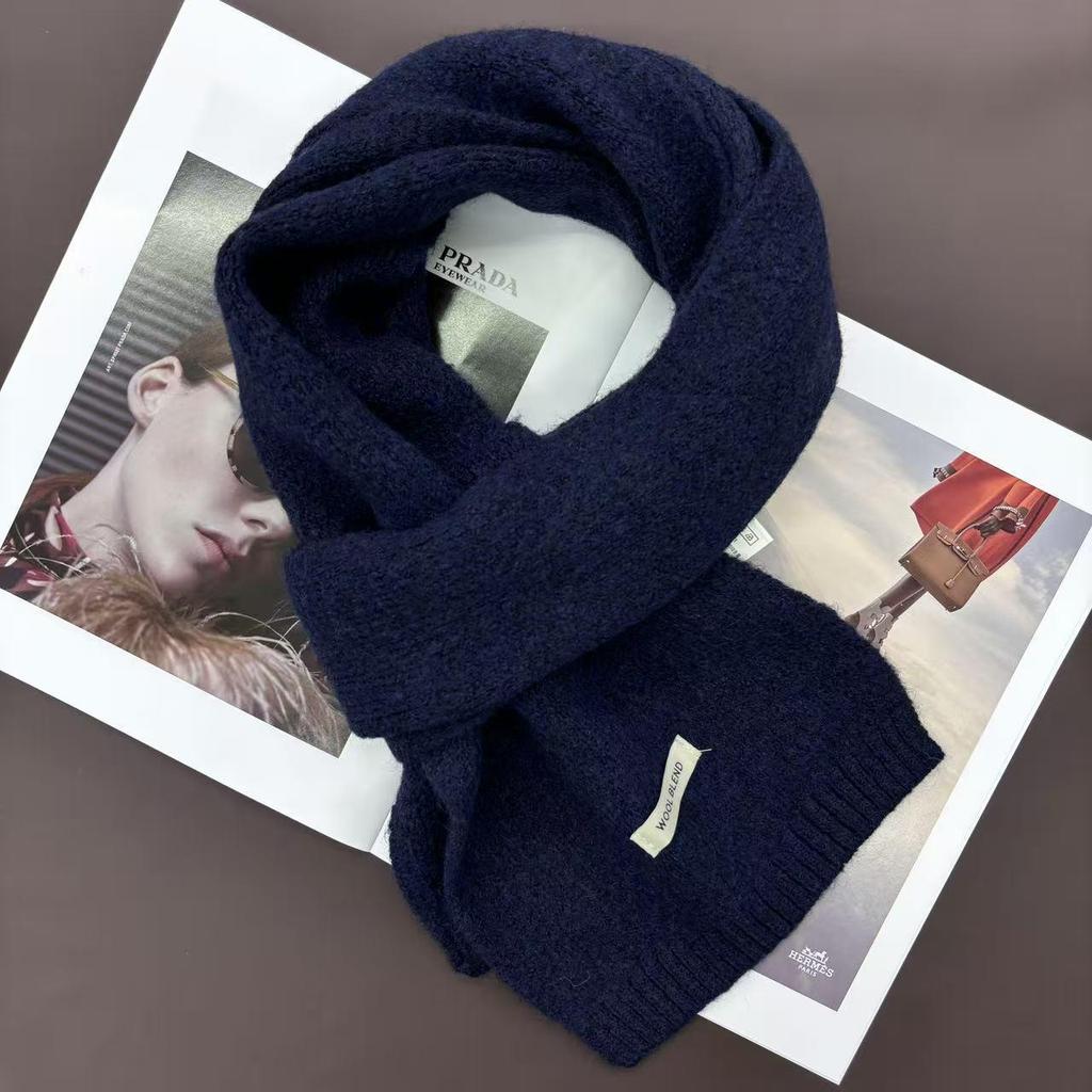 Damski dzianinowy szalik z mieszanki wełny - Jednolity kolor, Jesień/Zima, Styl koreański, Ciepła i wygodna ochrona szyi