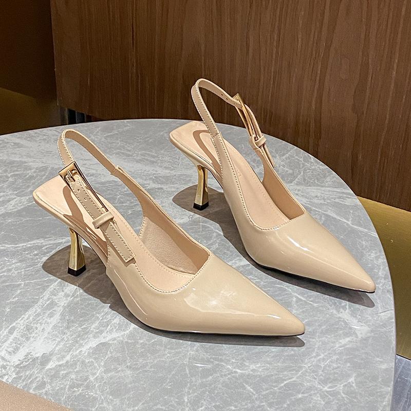 Mode Neue Damen Rot Schwarz Pumps Schuhe Designer Mode Flache Slipper Slingback Sandalen Dünner Hoher Absatz Kleid Sexy Pumps Schuhe