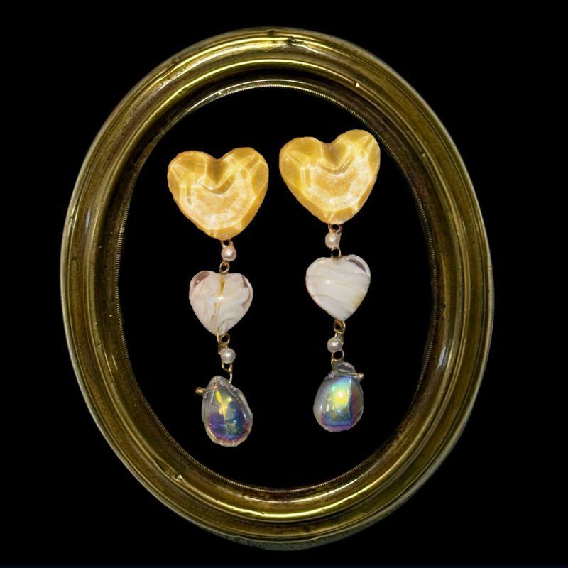 

Dream Collection Yellow Fart Original Design Retro Small Heart Gentle Fairy Sweet Flash Glaze 925 Silver Ear Studs and Clips Ear clip (it doesn t hurt at all!)