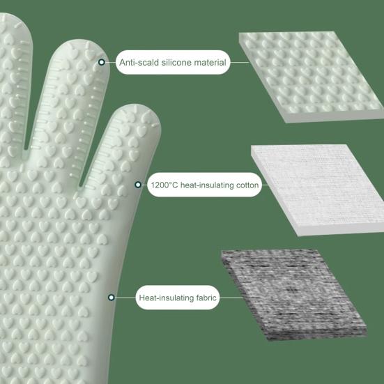 Silicone Oven Mitt Heat Resistant Baking Gloves Non-Slip Kitchen Mitts