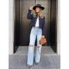 Women's Aviator Black Jacket Wool Blends Coats Cropped Bomber Jacket  Autumn Winter Demi-season Crop Jacket Outerwears