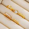 4 Pcs/Set Gold Color Zircon Circle Hoop Earrings for Women European And American Simple Chunky Earring Trendy Cartilage Jewelry