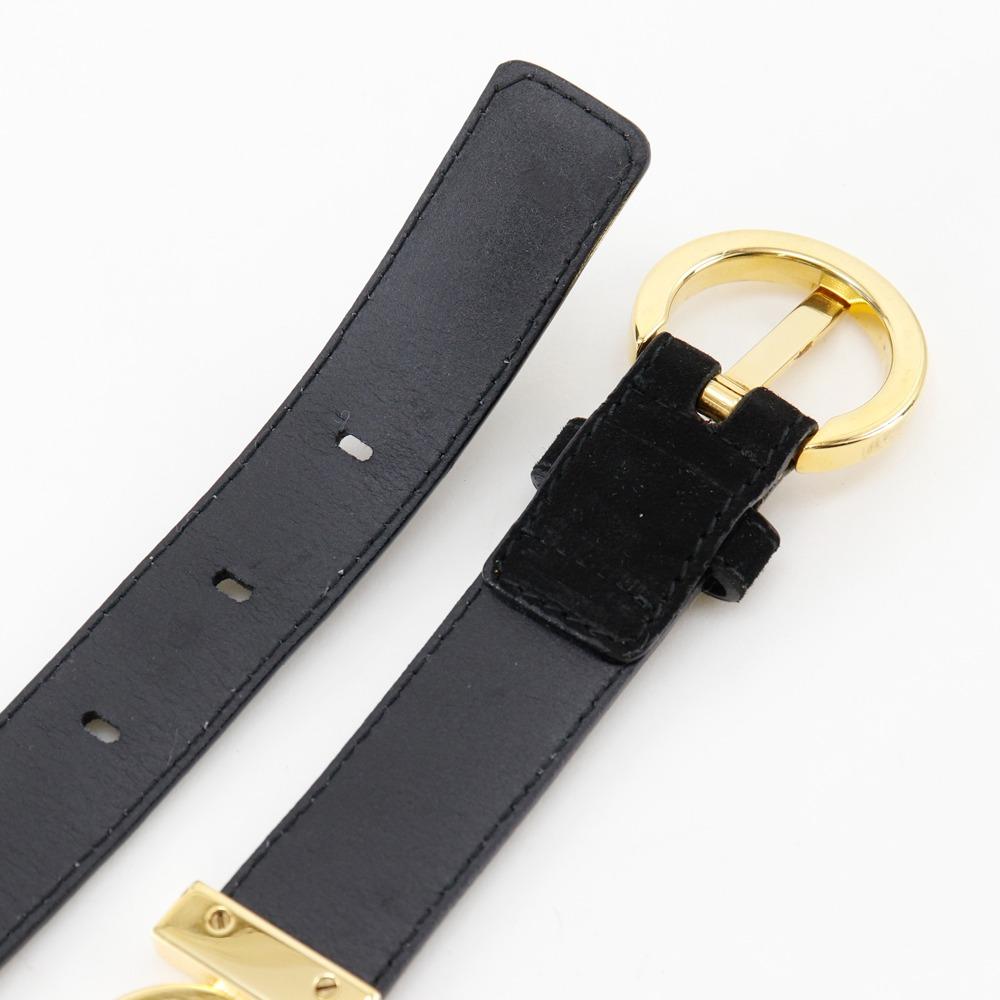 Salvatore Ferragamo Gancini Belt Black/gold Suede/Plated Gold Women Used