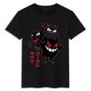 Unisex T-shirt Pokemon Gengar Black T-shirt Cotton Anime Graphic Tee Men Women Red Eyes White Teeth Japanese Text Purple Smoke Ghost Type1