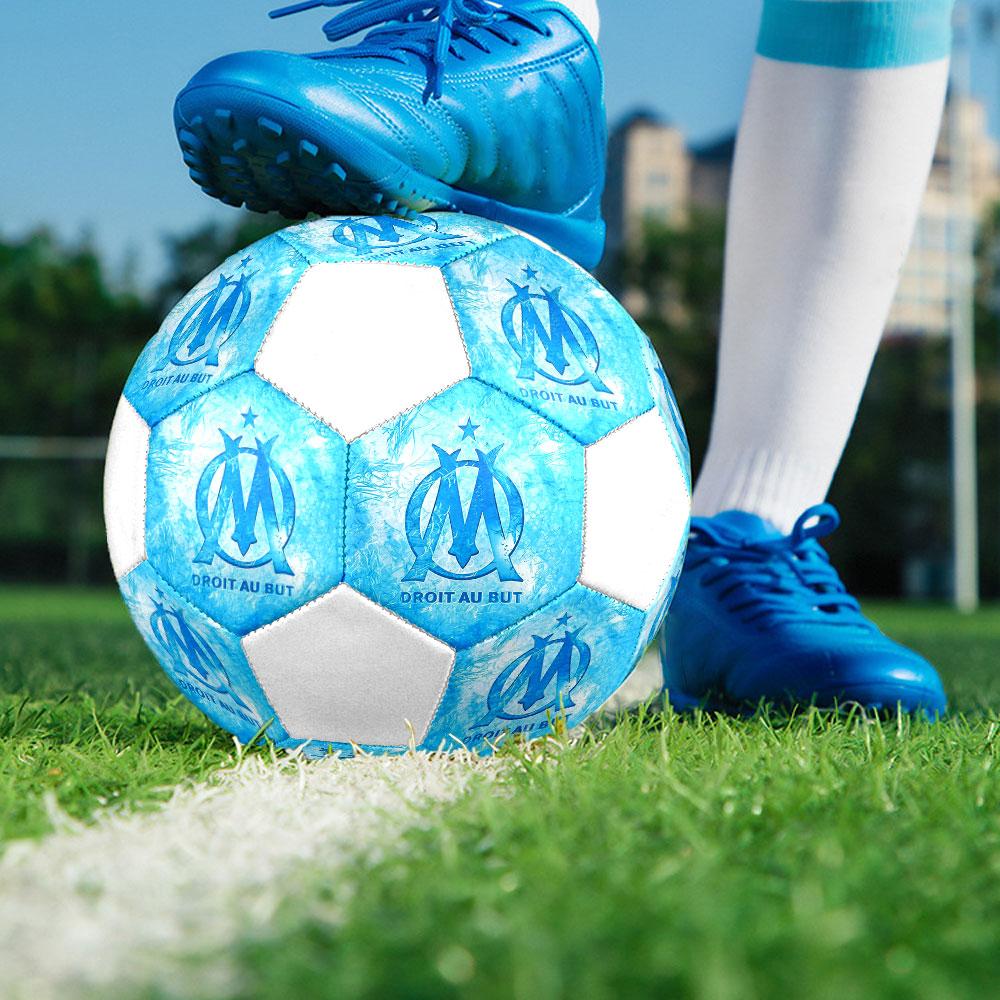 Olympique De Marseille Size 5 Soccer Ball, Machine-Stitched PVC, Durable & High Bounce, All Ages Fit, Fan Merchandise, Matches & Outdoor Use.