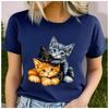 Cotton  Cartoon Happy Corgi Dog Graphic Women TShirt Fluffy Welsh Corgi Puppy Pet Owner Daily Casual Short Sleeve Top