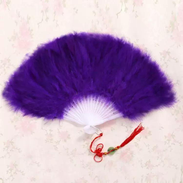 Dance Cheongsam Feather Full Velvet Fan Classical Night Beach Stage Show Square Dance Photo Props Folding Fan