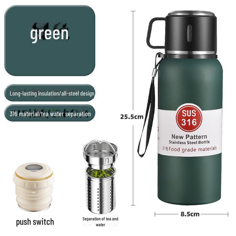 Θερμός Κύπελλο Μεγάλης Χωρητικότητας Ανδρικό Φορητό από Ανοξείδωτο Ατσάλι 316