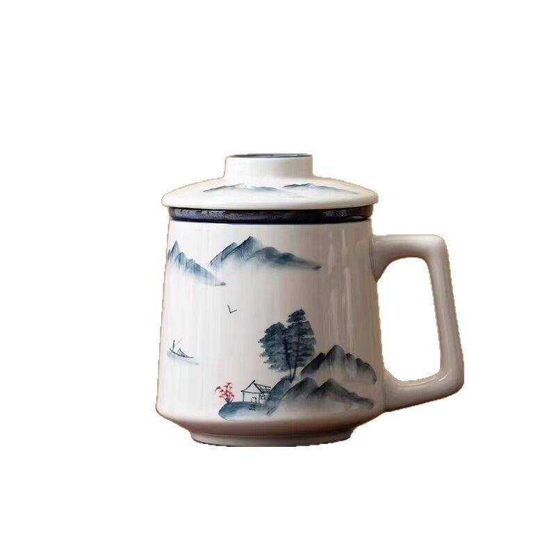 Shanshui Office Cup Gift Box Tea Separation Cup Tea Cup With Incense Burner Business Merchandise Gifts For Foreign Friends