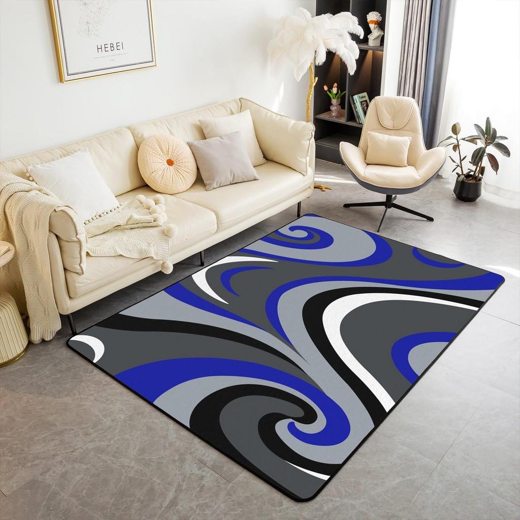 Erosebridal Pink Grey Black Abstract Area Rug 3x5 Geometric Spiral Modern Rug for Bedroom Living Room Abstract Stripe Ombre Fluid Carpet Dec