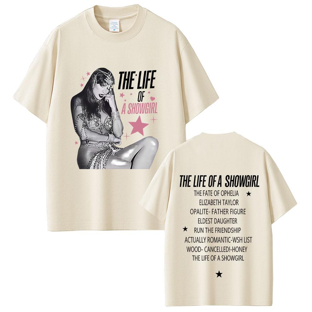 

The Life of A Showgirl Album 2025 Merch T-shirt Men Women Fashion Casual Oversized T Shirts Unisex Vintage Y2K Cotton T shirt 4XL