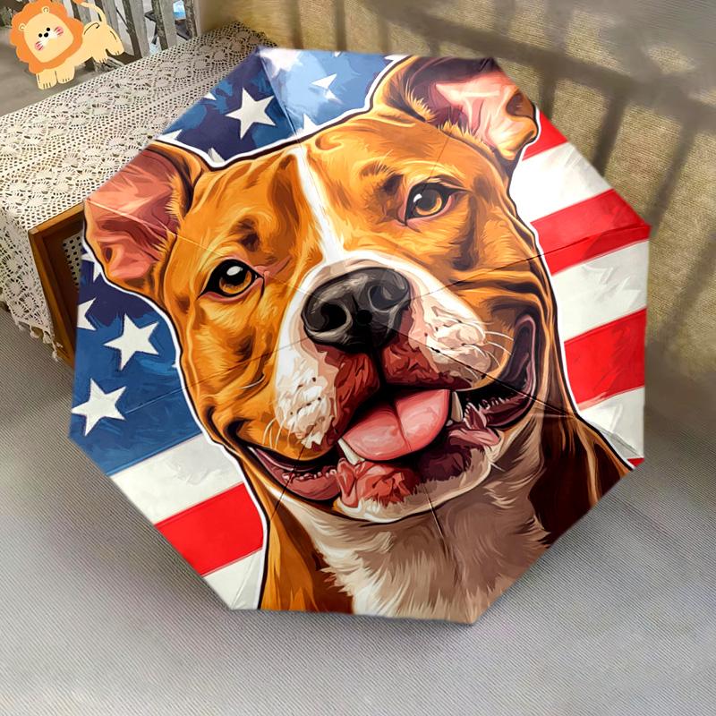 1 PC Automatic Folding Umbrella - Pitbull Dog Pattern, Portable & Foldable Design with 8 Ribs, Christmas Birthday Gifts