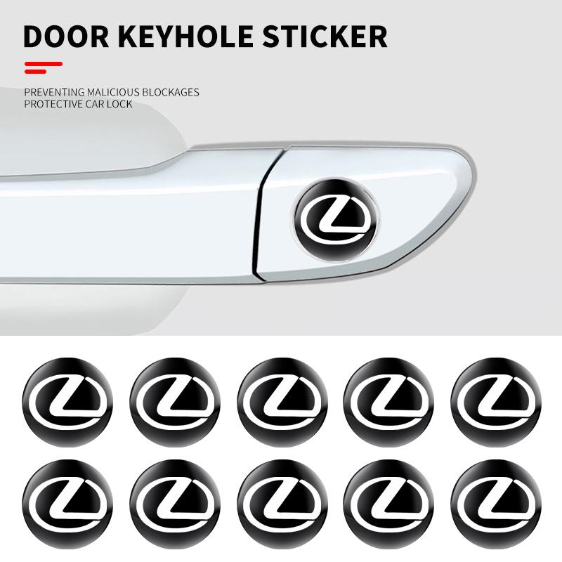 2/5/10Pcs 15mm Car Lock Keyhole Stickers Decoration Protection For Lexus IS250 IS200 CT200h GS300 LS430 RX450h LX570 IS300