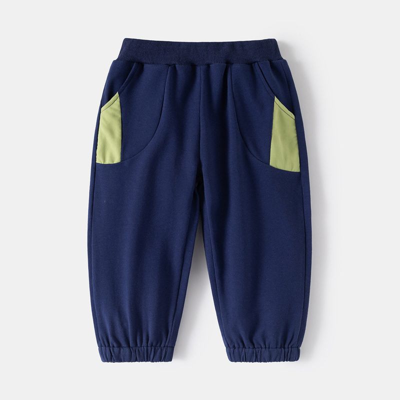 Children's Sports Pants for Spring and Autumn, Boys' Patchwork Pocket Jogger Pants, Loose Casual Sweatpants for Toddlers