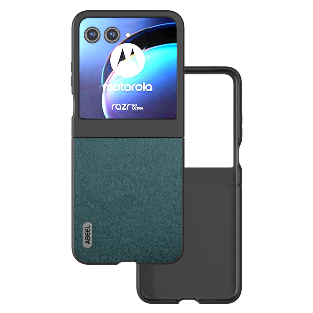 For Motorola Razr 50 5G Case Genuine Cow Leather Coated PC Phone Cover