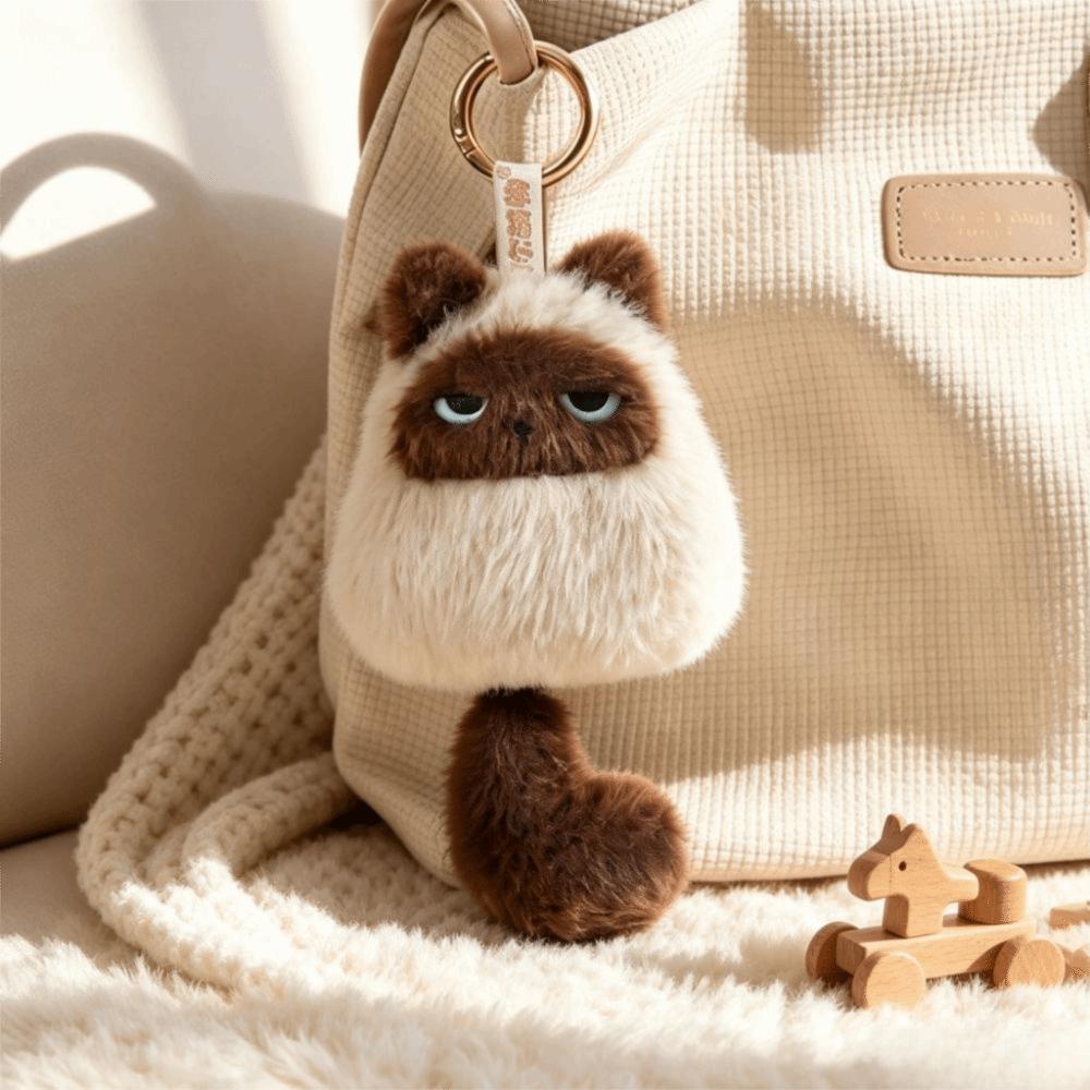 Cute Cat Cat Plush Pendant Soft Fluffy Cat Stuffed Toy Keyring Gift for Boy