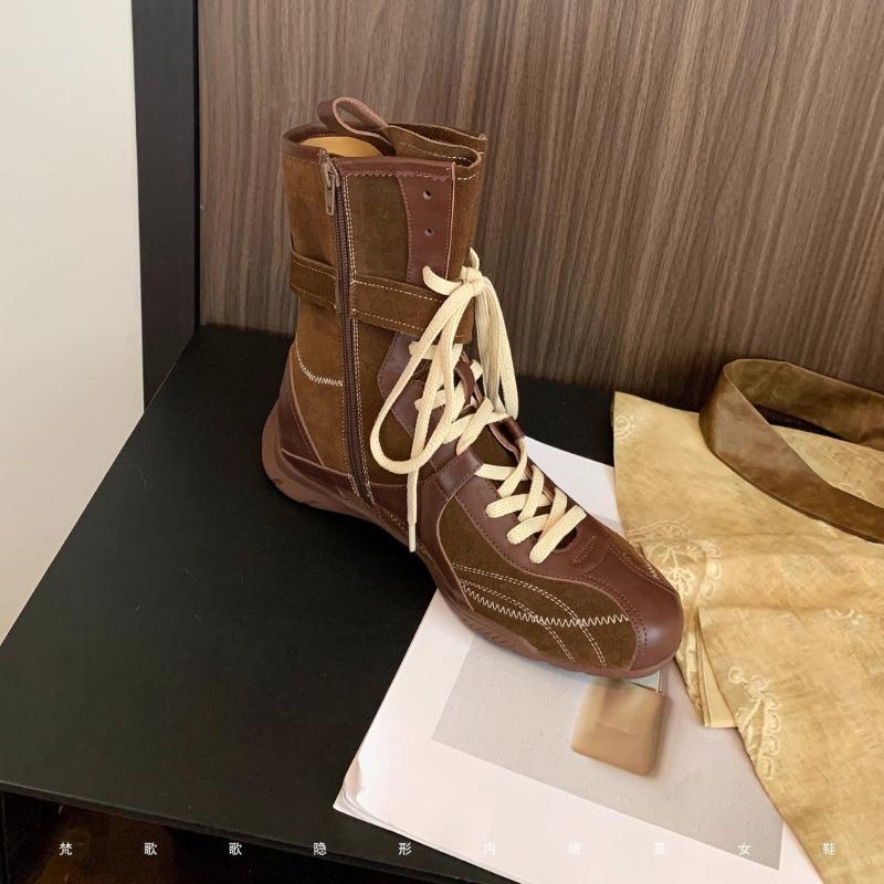 Maillard Retro Inner Heightening Platform Martin Boots Women's New Niche Western Boxing Boots