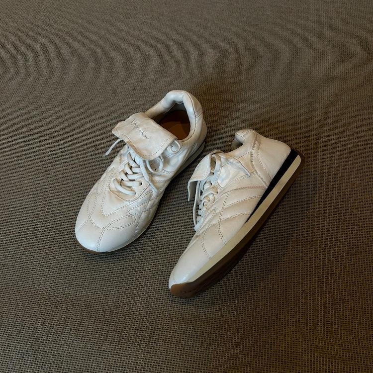 

Suding Home 2025 New Tongue Flip Forrest Gump Training Shoes Women s Platform Casual Lightweight Rhombus Round Head Lace-Up Sneakers 40 белый