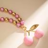 Pink Cherry Pendant Necklace for Women Sweet and Vibrant Style Clavicle Chain Exaggerated Fruit Charm Neckchain Jewelry
