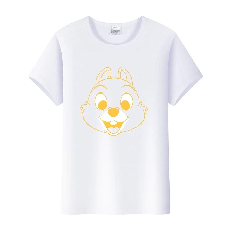 Casual Cartoon Chip 'n' Dale Graphic t-shirt Summer Blouses White Tees Clothes Y2K Tshirt Oversized Tops Unisex