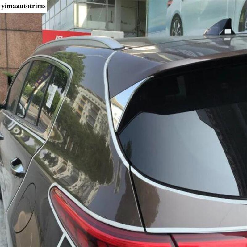 For Kia Sportage 4 2016 2017 2018   ABS Chrome Rear Window Spoiler Side Wing Triangle Cover Trim External Accessories